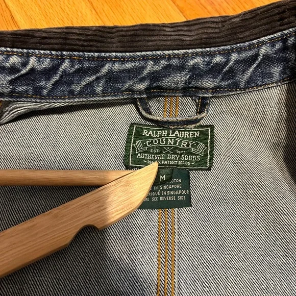Vtg Ralph Lauren Country Denim Jacket Workwear Chore Coat Med Blue Distressed - Picture 4 of 14